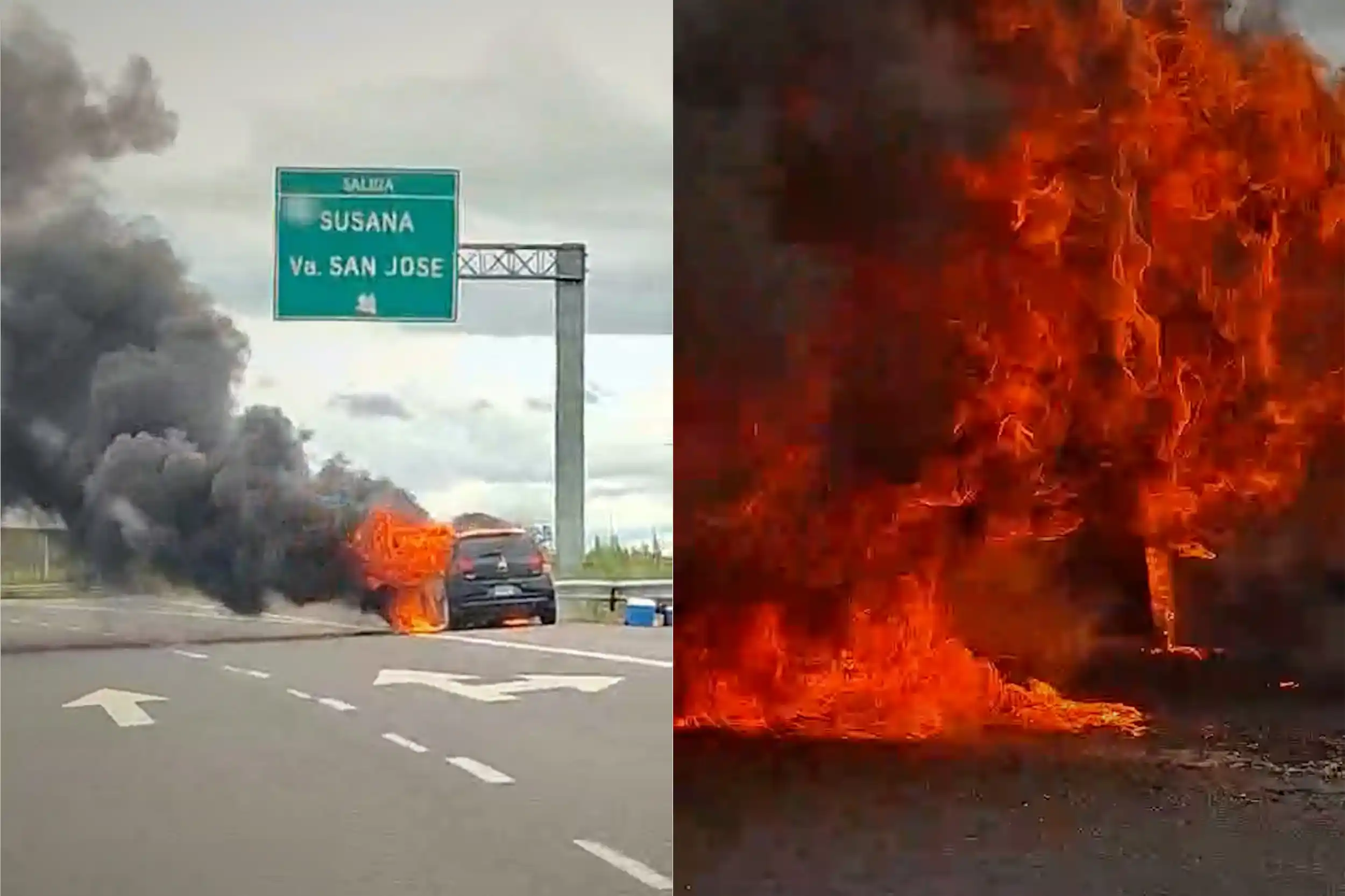 Impresionante incendio en la ruta 34: un auto fue consumido por las llamas