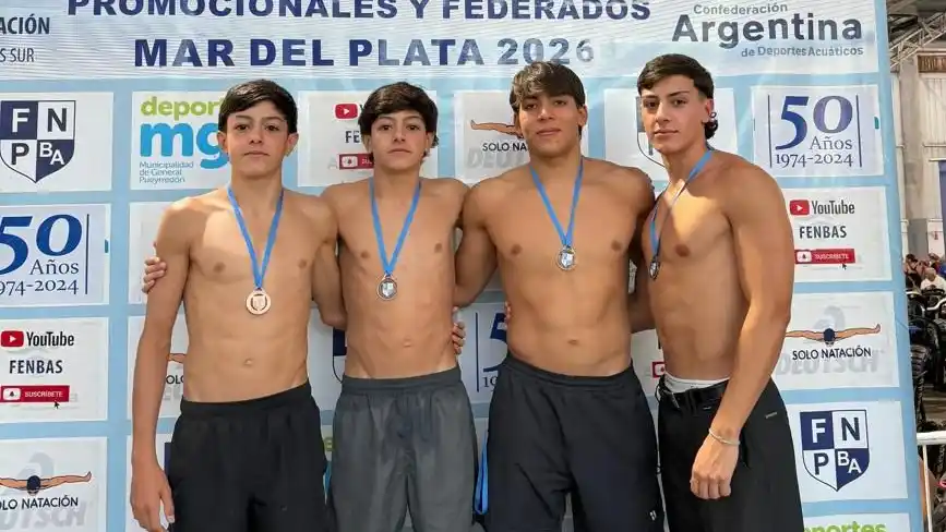 Taien Torales, junto a Lázaro Damico, Nicolás Medina y Agustín Heredia