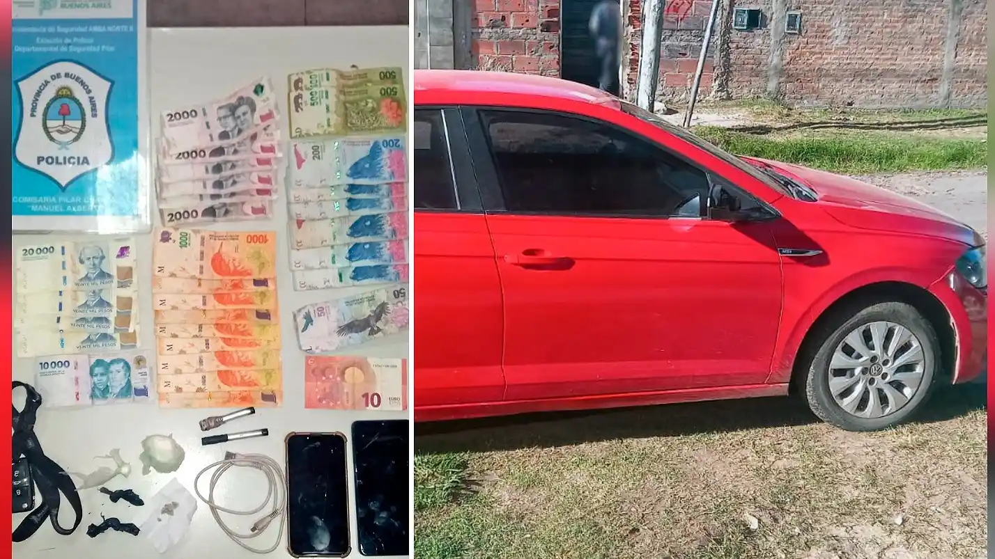 Además de drogas, los efectivos encontraron en el auto dinero, entre pesos y euros.