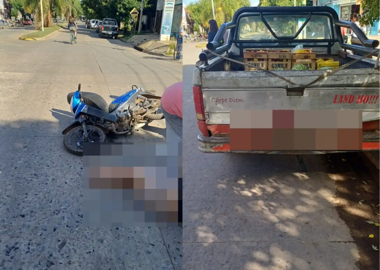 El accidente sucedió en la esquina de 3 de Febrero y Padre Santana.