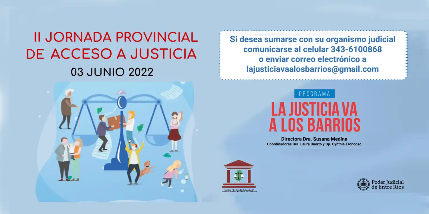 Habrá una jornada provincial de acceso a Justicia en Punta De Monte Gualeguay