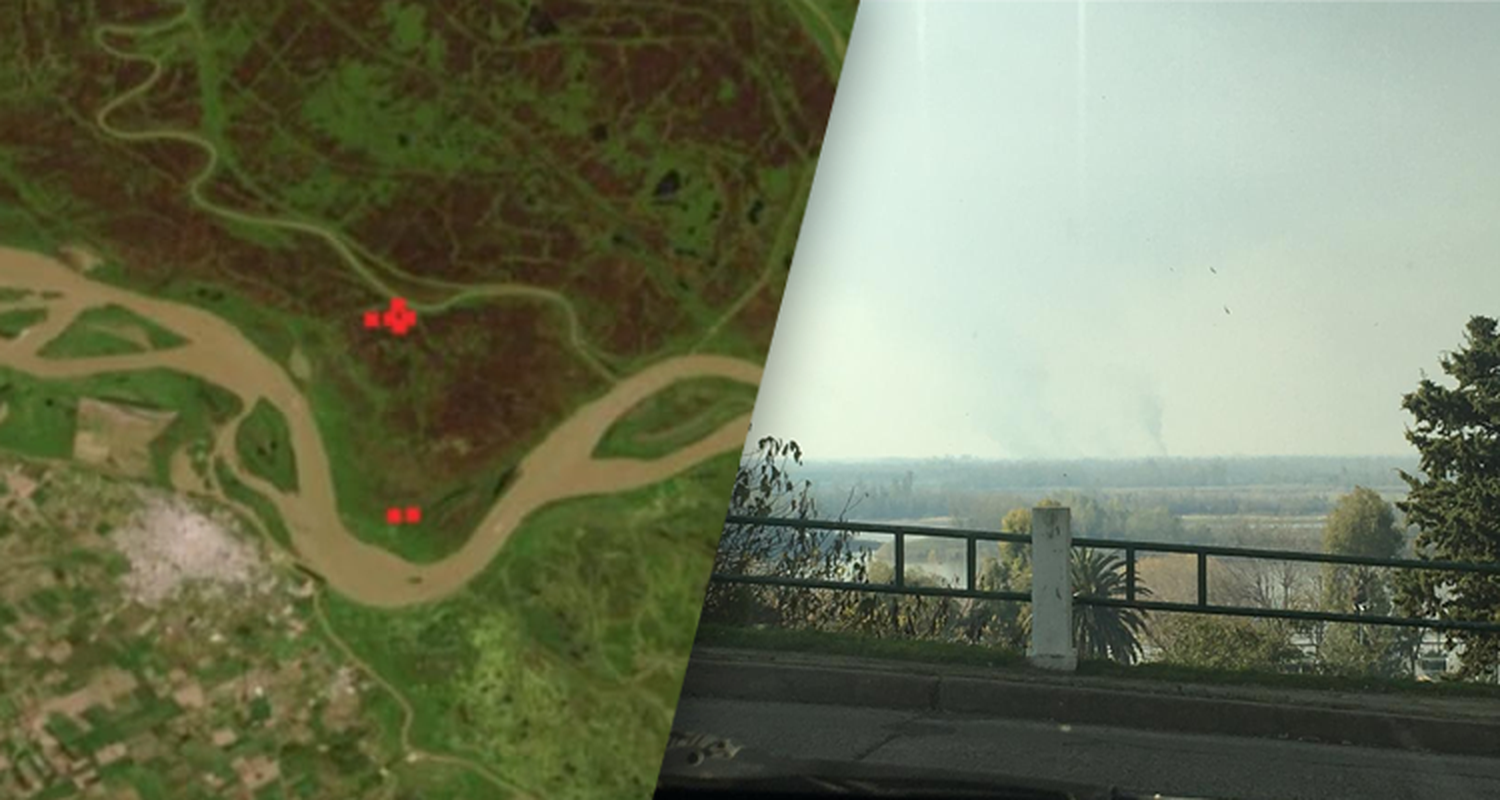 Continúan los incendios en zona de isla: humo y lluvia de cenizas sobre San Pedro