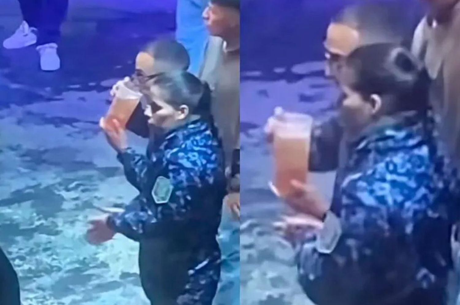 Policías tomando una bebida alcohólica