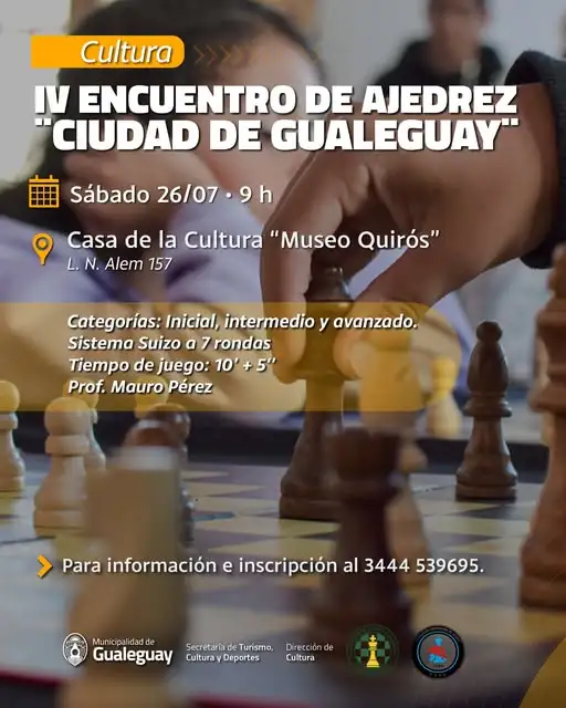 Gualeguay se prepara para su 4° Encuentro de Ajedrez