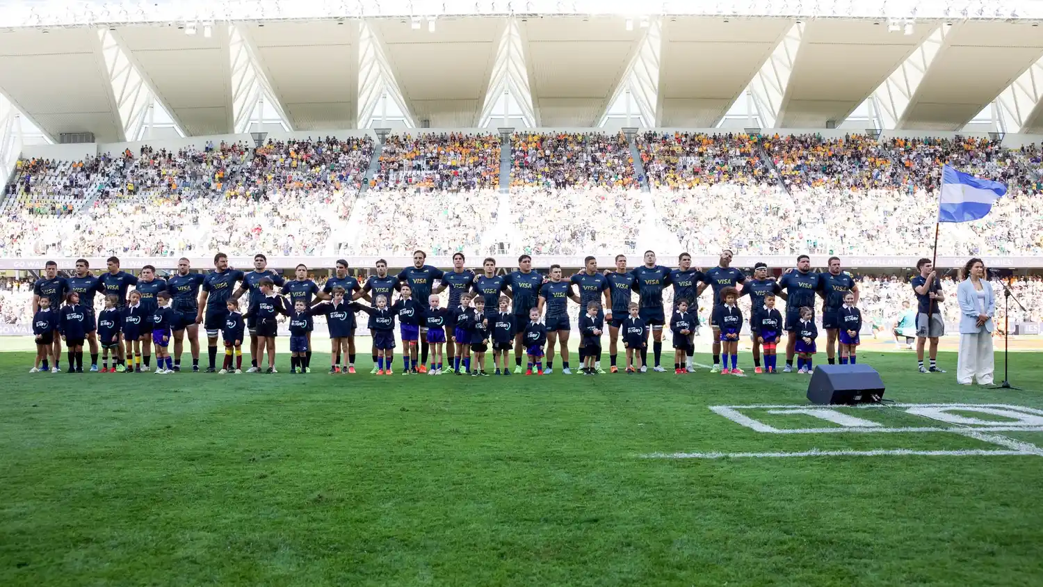 Los Pumas, antes del partido anterior en Australia.