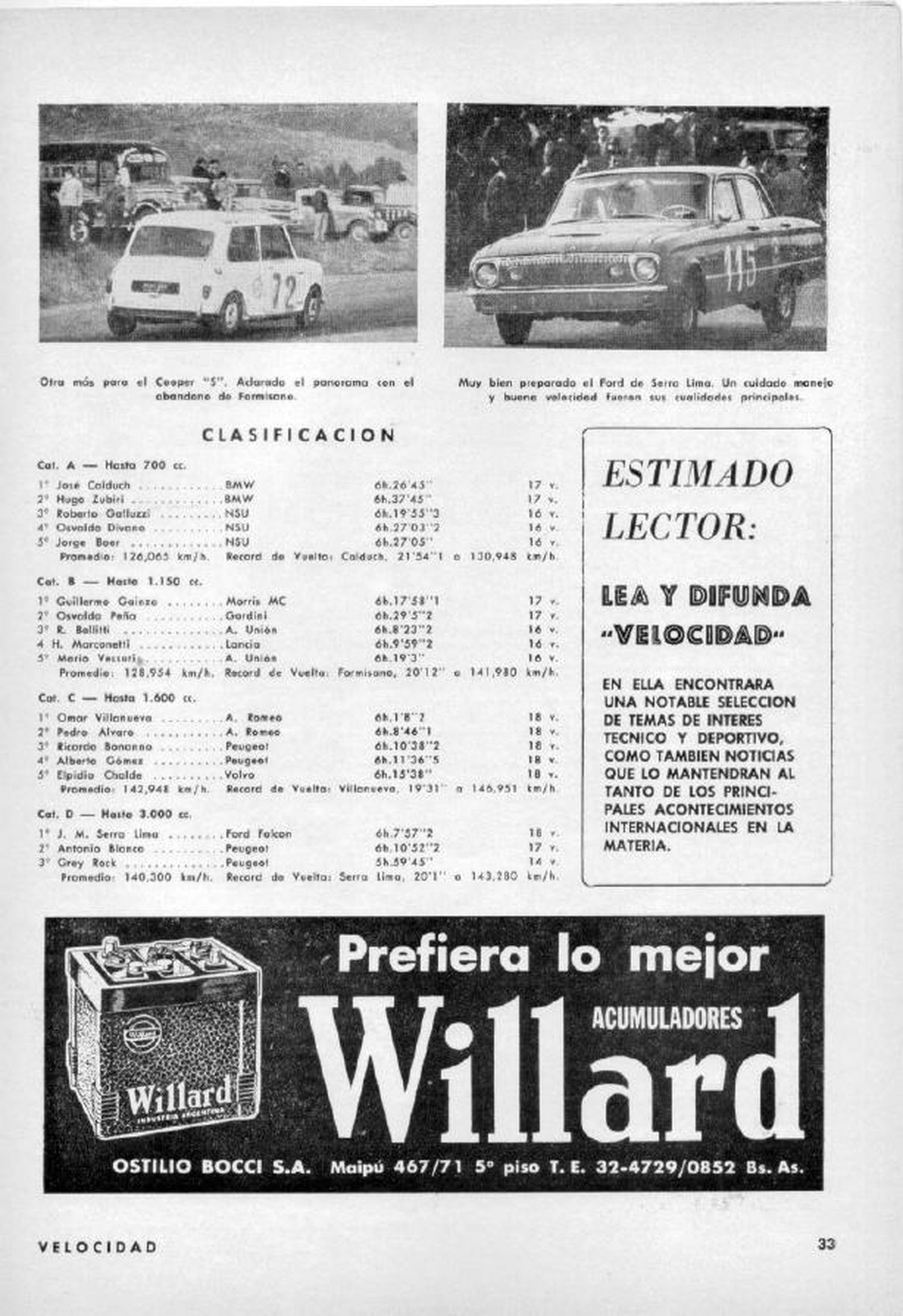 En 1964, seis horas a fondo por las calles tandilenses