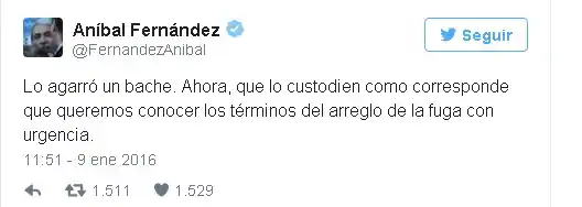 "Lo agarró un bache", la frase de Aníbal Fernández tras la captura de los fugados