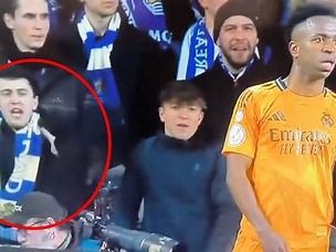 Vinicius nuevamente víctima de insultos racistas por parte de un hincha de la ela Sociedad.Foto: captura de pantallaaptura de pantalla