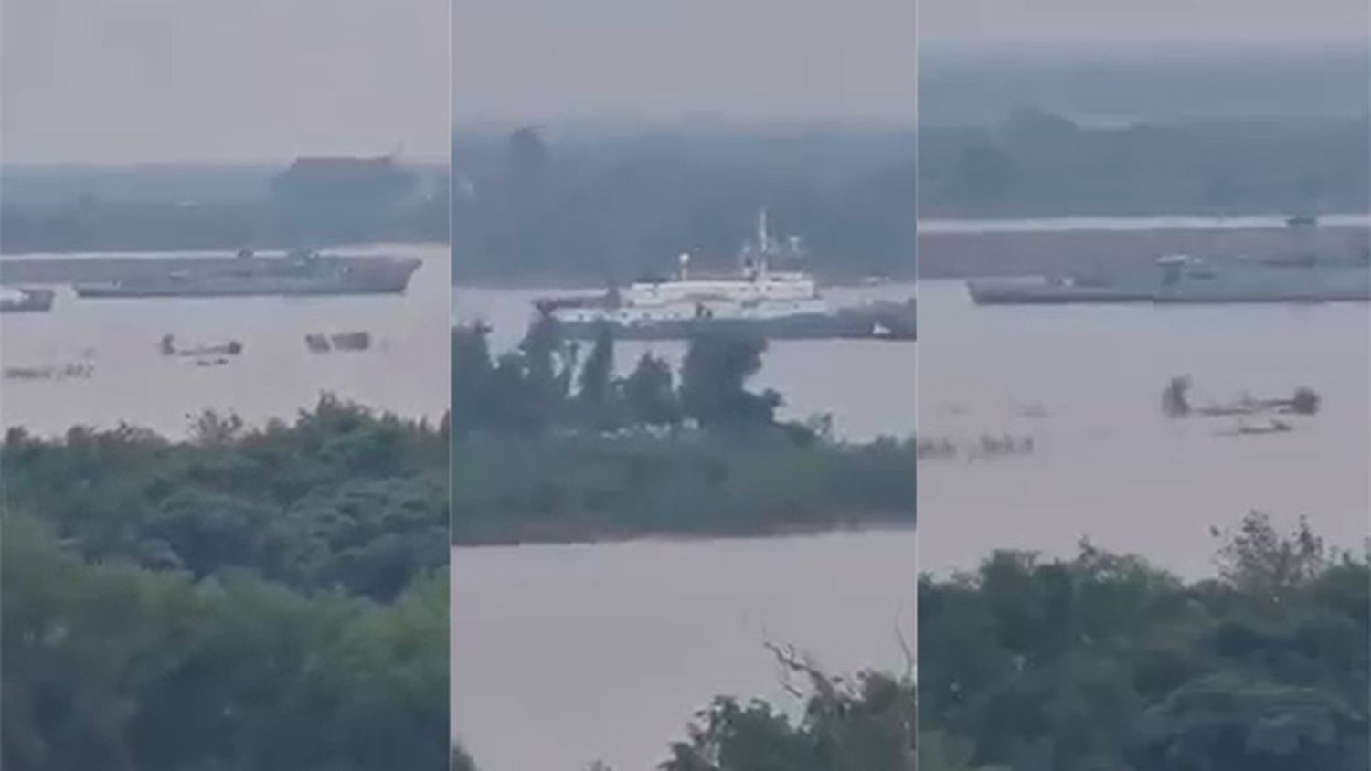 Buques  de la Fuerza Armada, en la costanera de Paraná