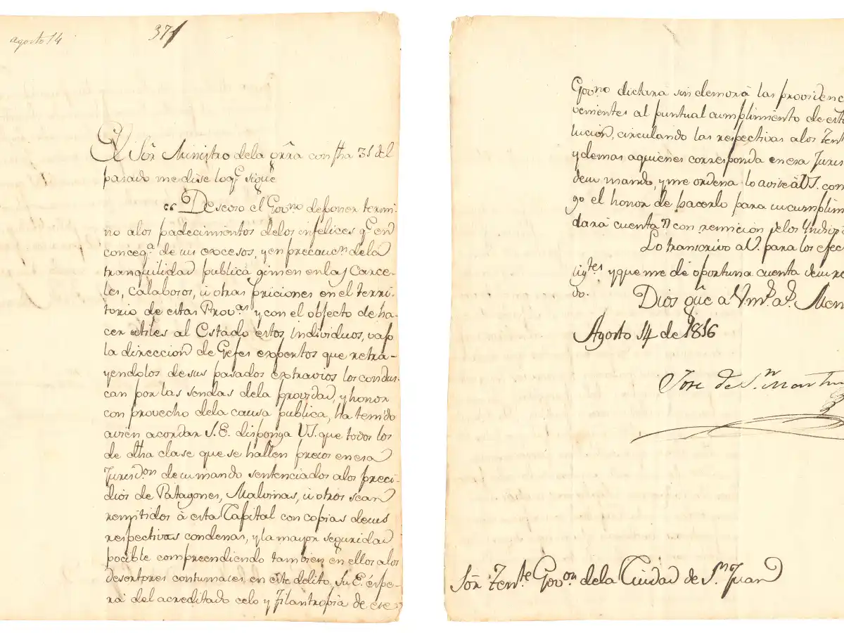  En una carta histórica, San Martín mencionó en 1816 a las Malvinas como territorio argentino