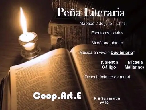 Cooparte llevará a cabo hoy una “peña literaria”
