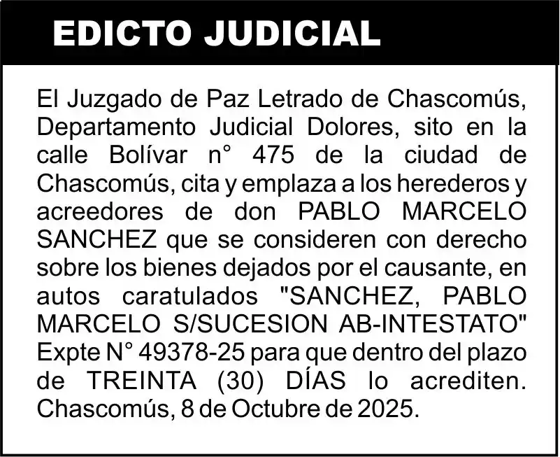 SANCHEZ, PABLO MARCELO S/SUCESION AB-INTESTATO