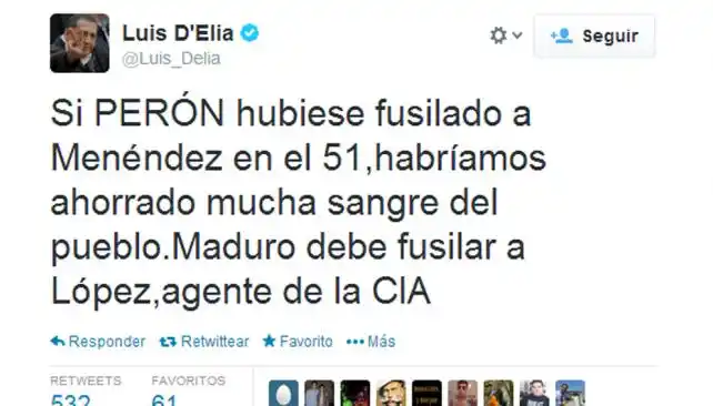 Denunciaron a D'Elía por pedir que Maduro fusile al opositor Leopoldo López en Venezuela