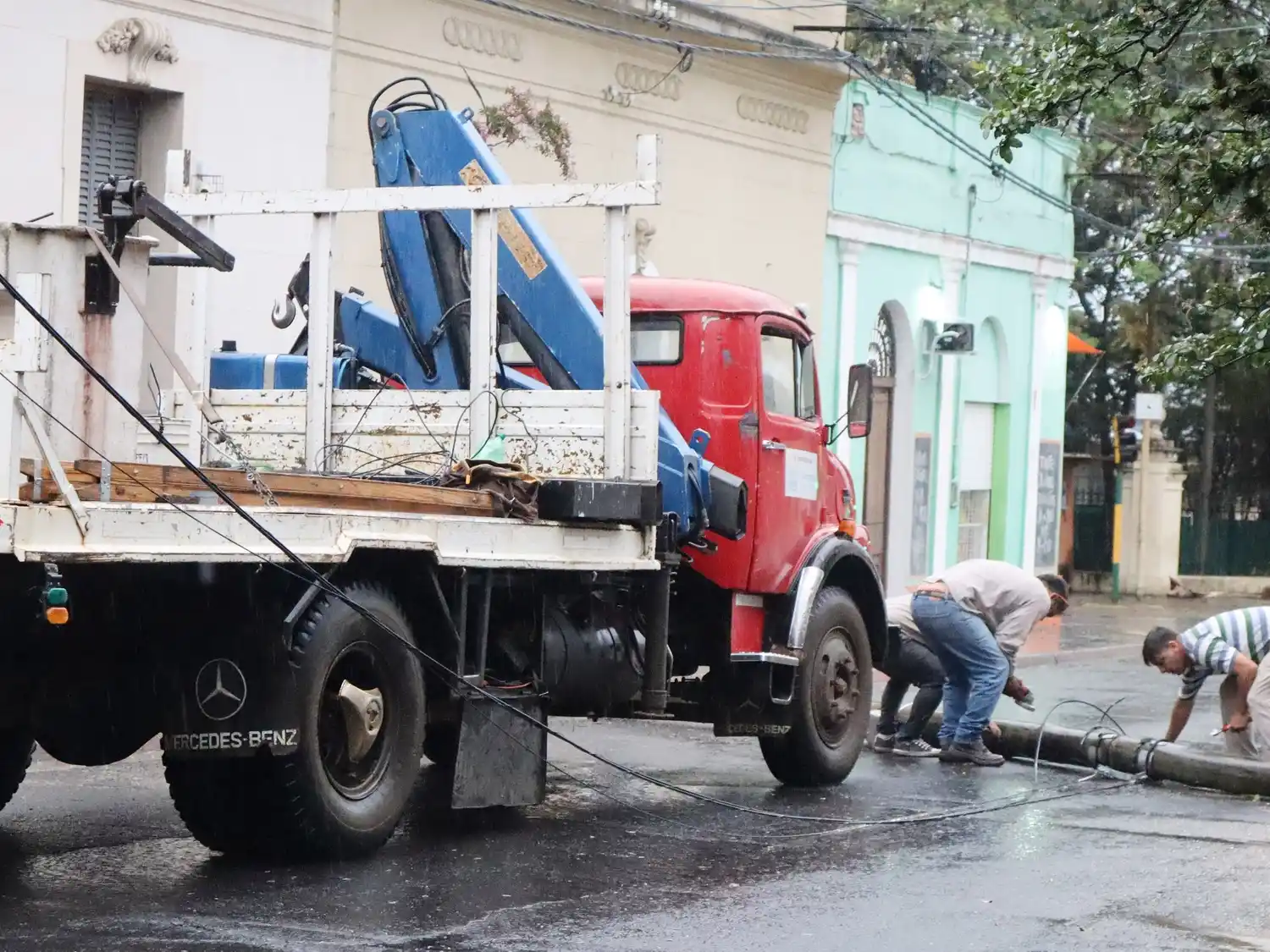 Fuertes vientos provocaron caída de árboles, postes y cortes de energía en distintos sectores de la ciudad