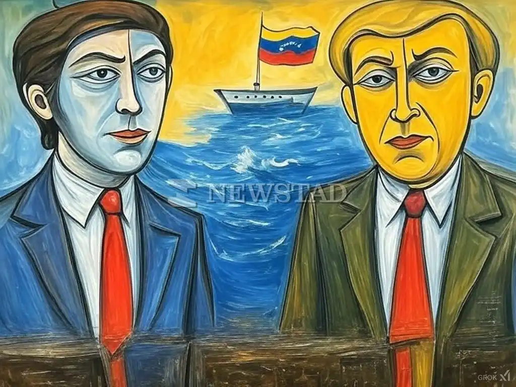 Hundimiento comunista. Javier Milei y Donald Trump, con impronta cubista.