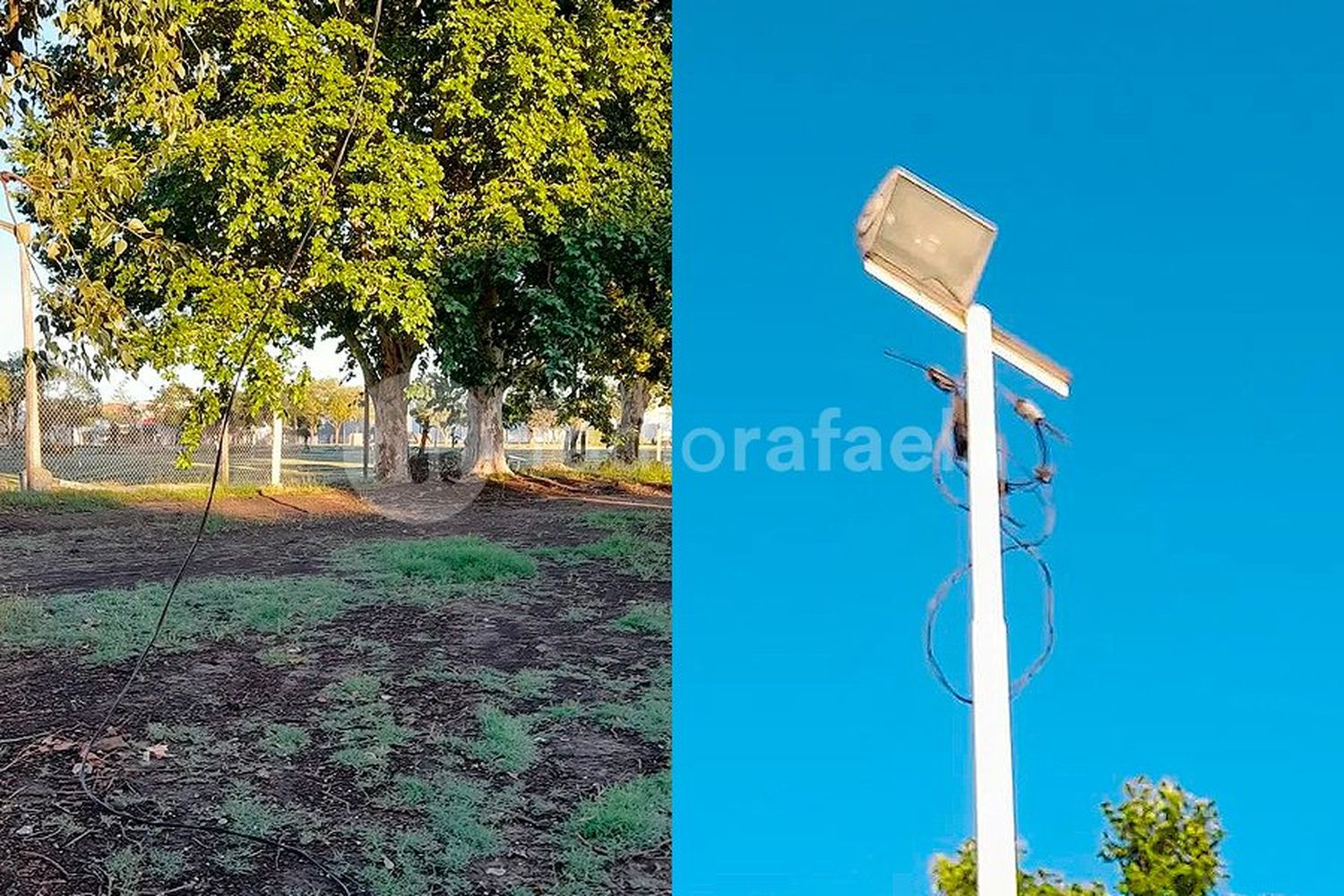 Cortaron y robaron todos los cables de reflectores del Club Rafaelino de Atletismo