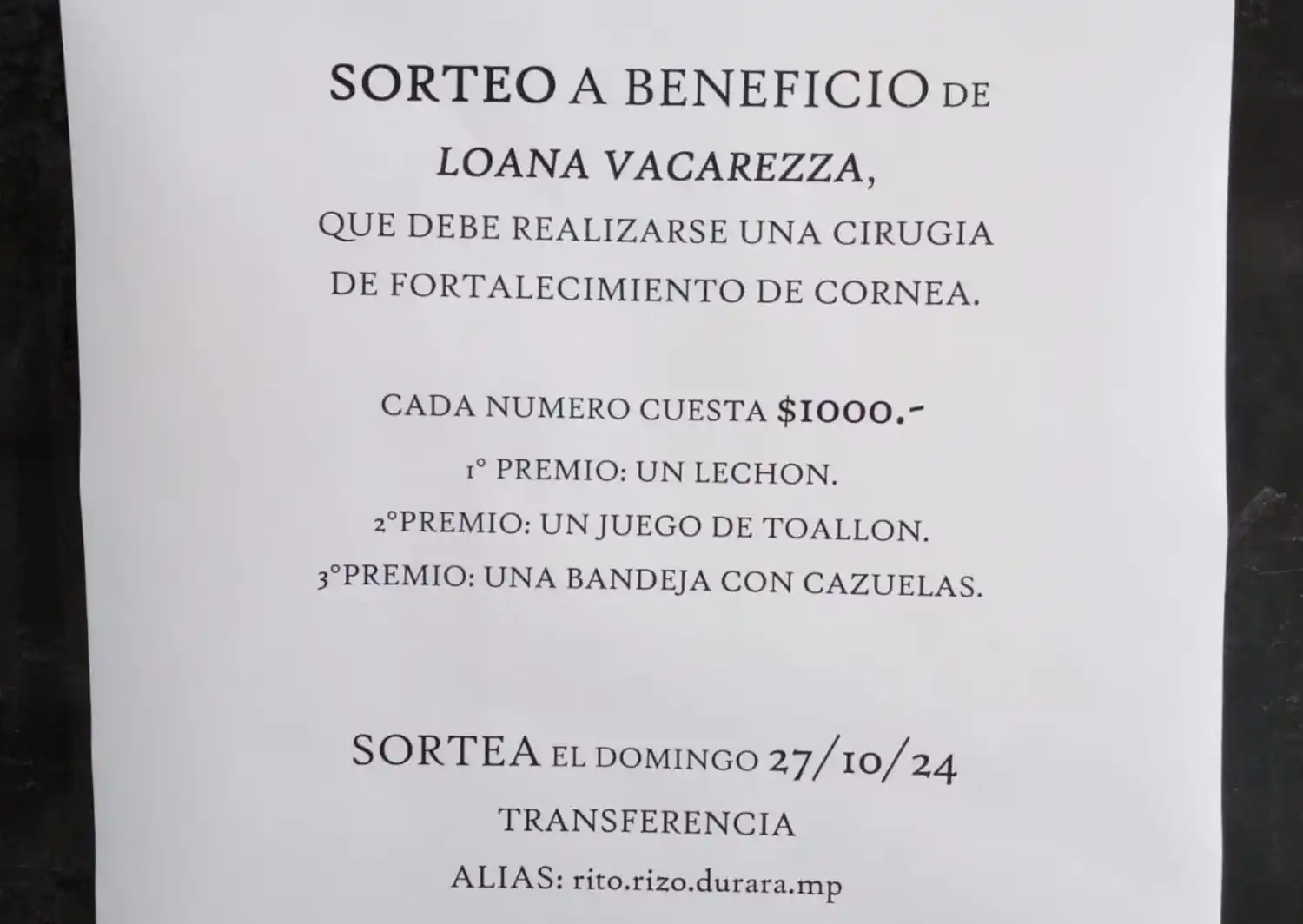 Rifa solidaria para Loana