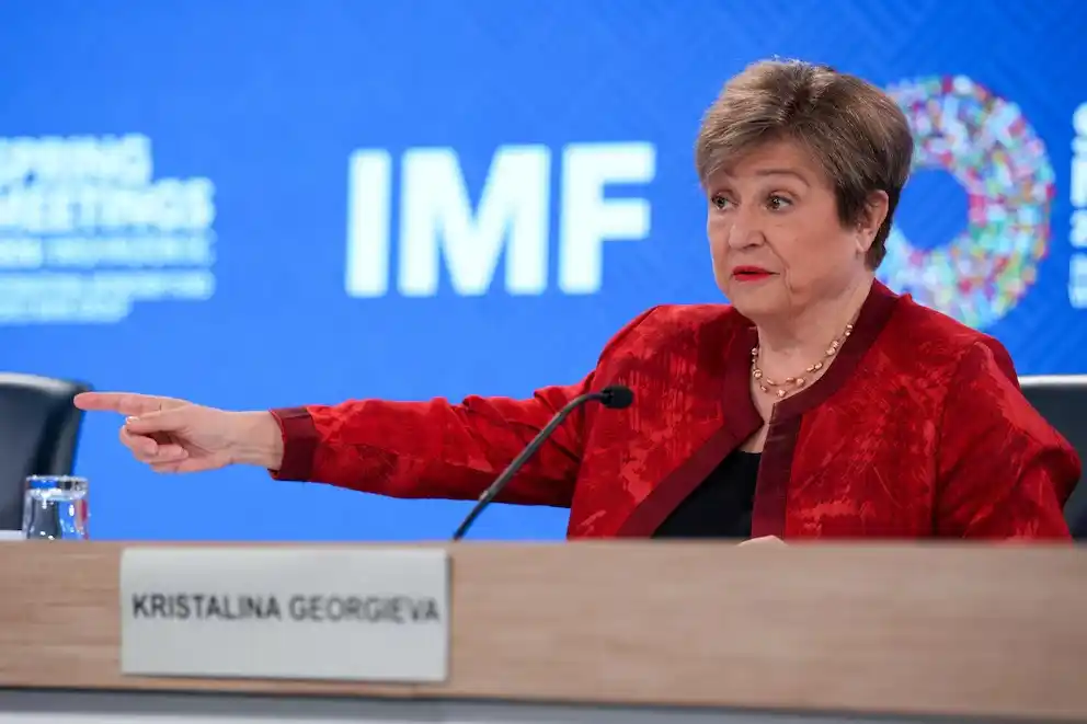 La directora gerente del FMI, Kristalina Georgieva, durante las reuniones anuales de primavera del organismo en Washington