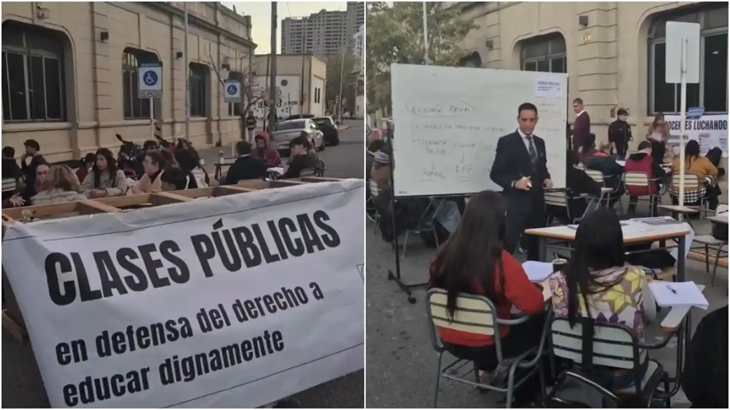 El periodista Nacho González Prieto dio clases en la calle en Avellaneda y se suma a la marcha universitaria