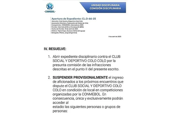 Comunicado de Conmebol