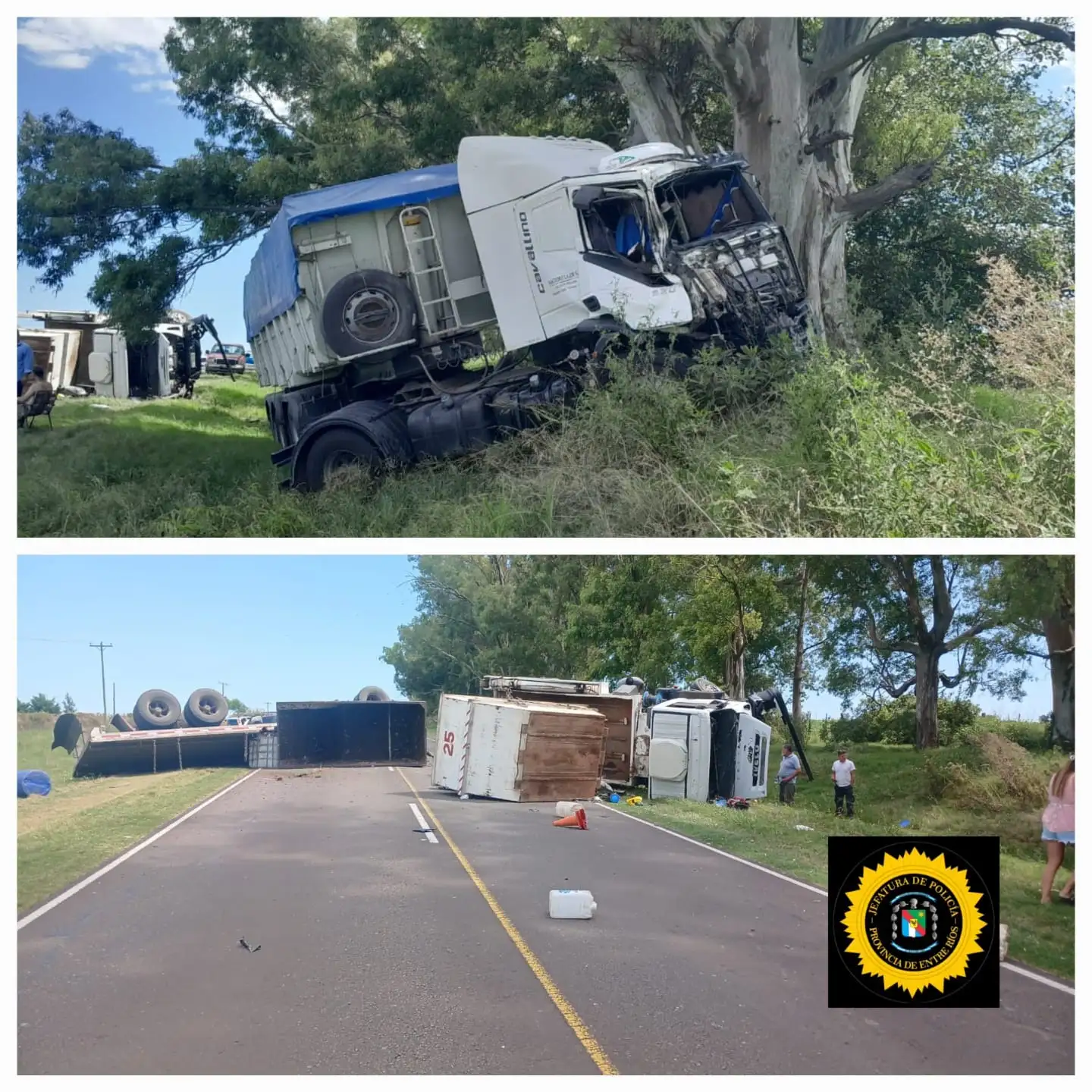 Dos camiones protagonizaron un siniestro vial en la Ruta Provincial 11