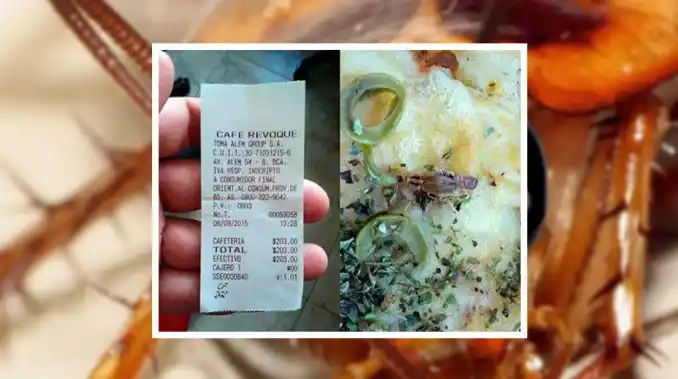 Bahía Blanca: Compró una pizza y le vino con cucarachas