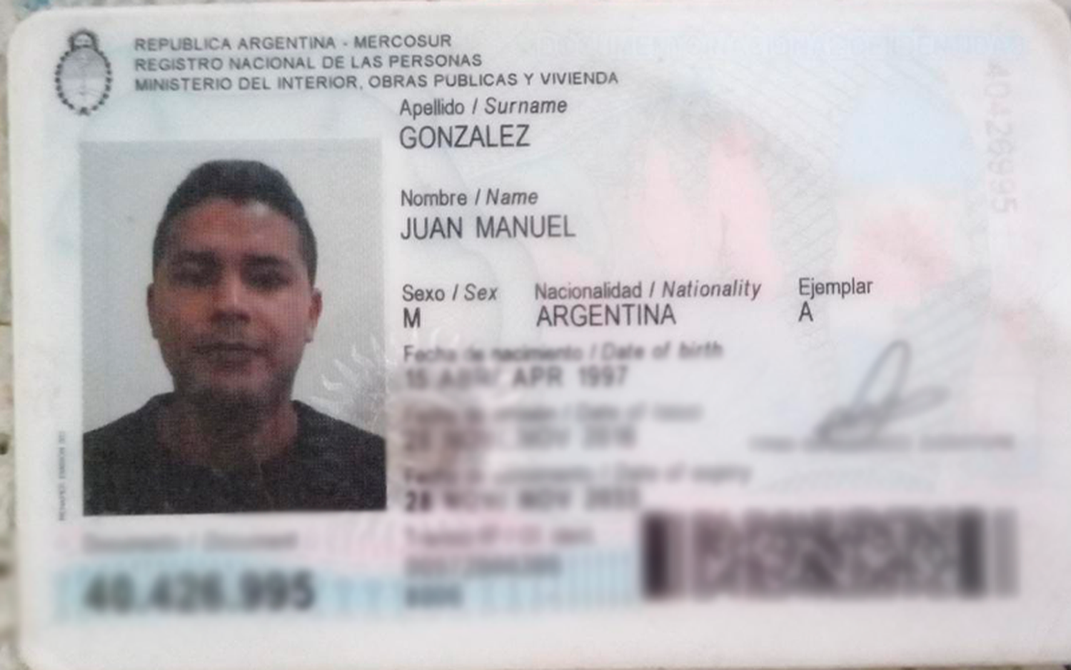 Encontraron la billetera de Juan Manuel González