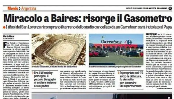 La Vuelta a Boedo llegó al principal diario italiano
