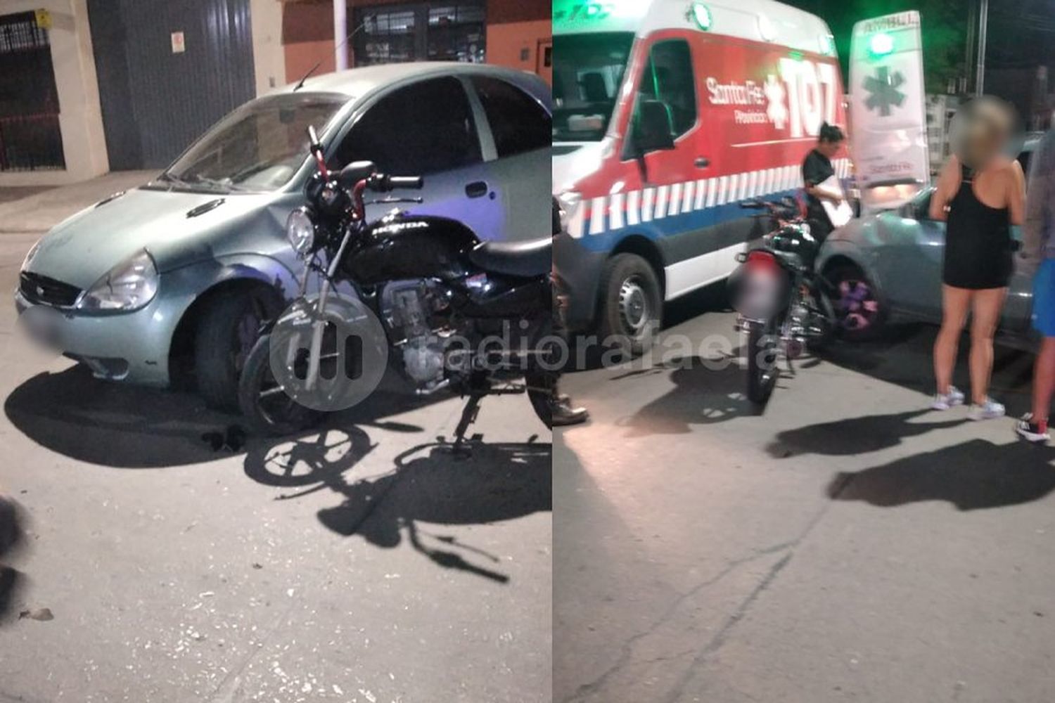 En moto y sin casco: tuvo que ser hospitalizada tras chocar contra un auto