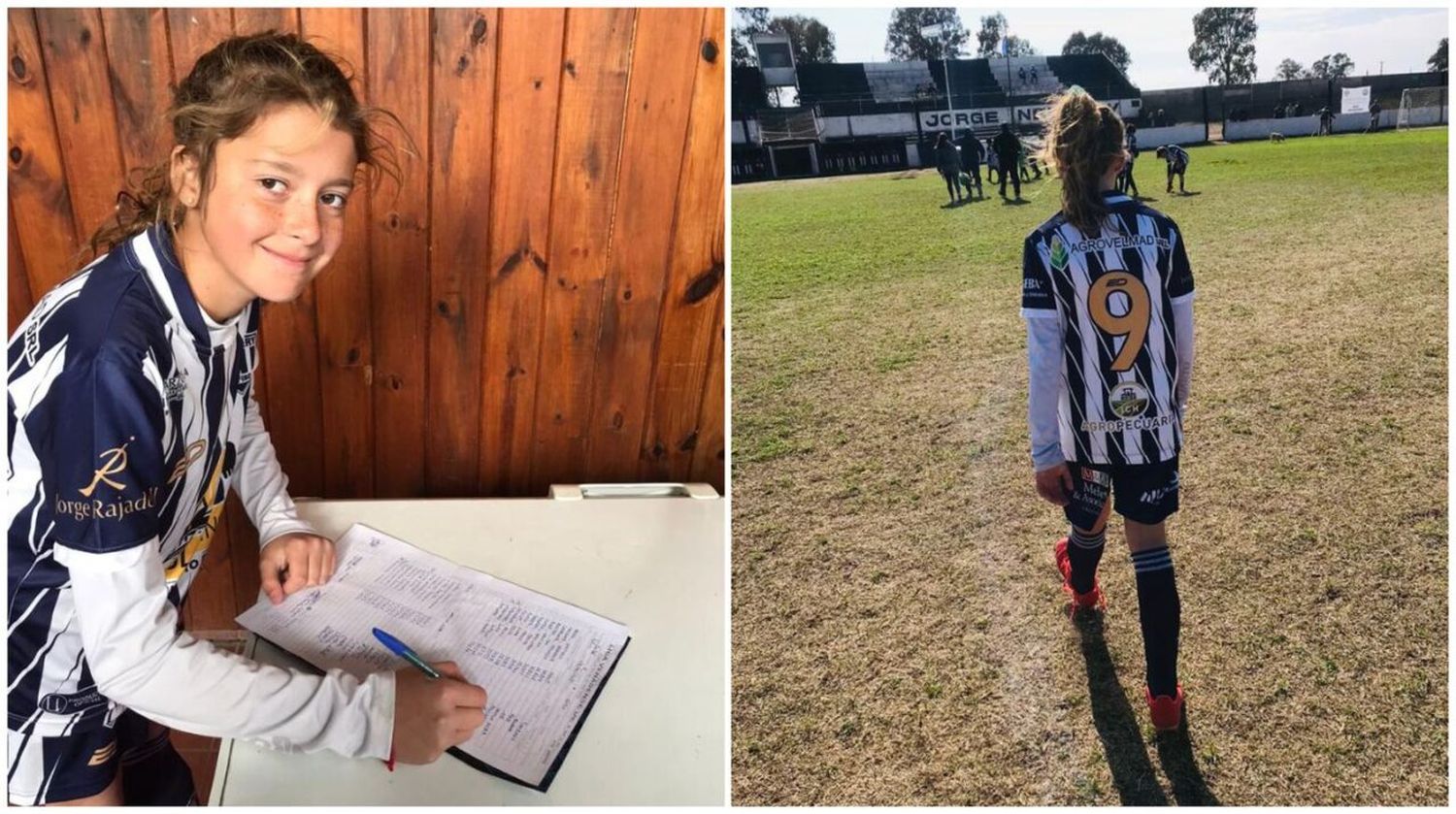 Emma, la primera nena en jugar al fútbol en la Liga Venadense