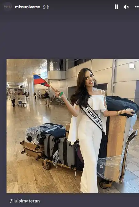 La candidata al Miss Universo venezolana a su llegada a Israel. Foto Instagram