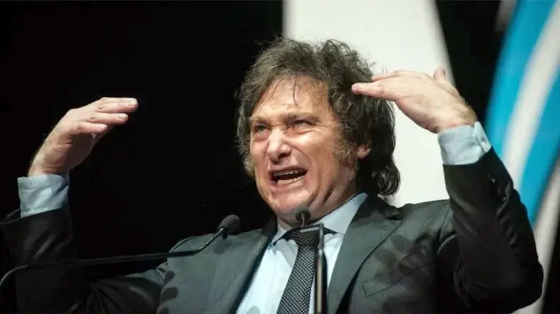El presidente Javier Milie, enojado.