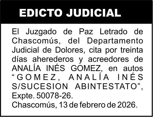 GOMEZ, ANALÍA INÉS S/SUCESION AB-INTESTATO