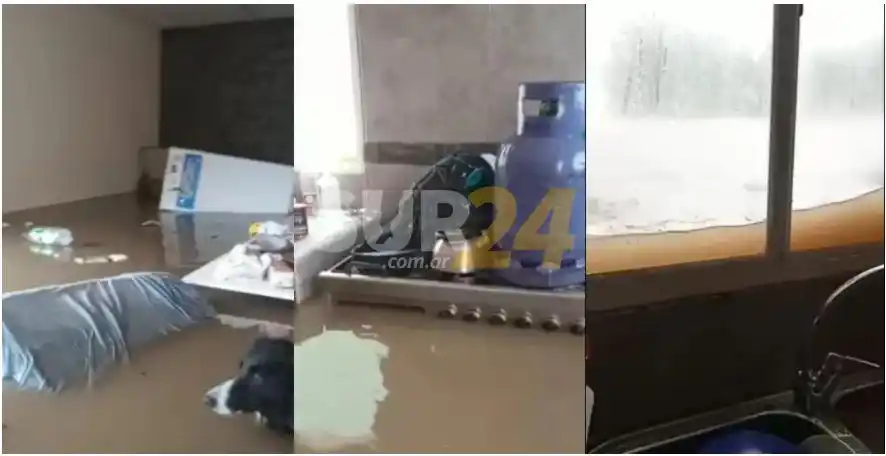 Carmen de Patagones: la lluvia provocó inundaciones y el agua llegó hasta la ventana de una casa