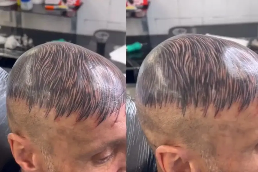 Se tatuó la cabeza para disimular la calvicie y el resultado dejó a todos boquiabiertos