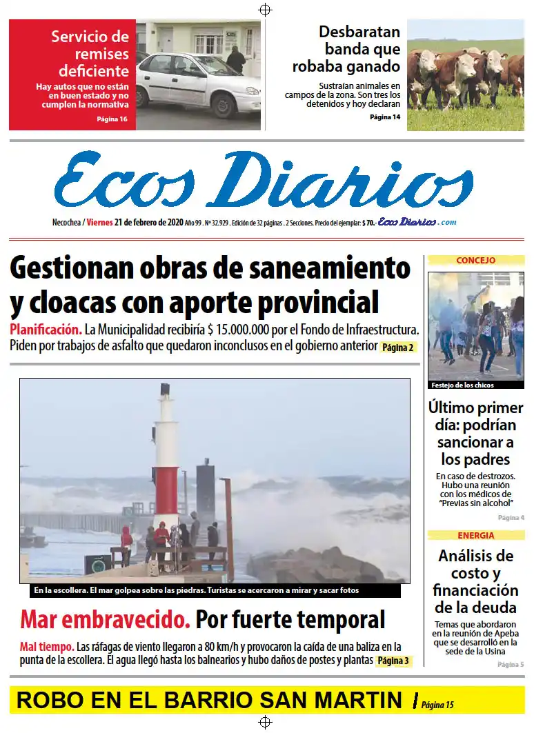 Tapa del 21 de febrero de 2020