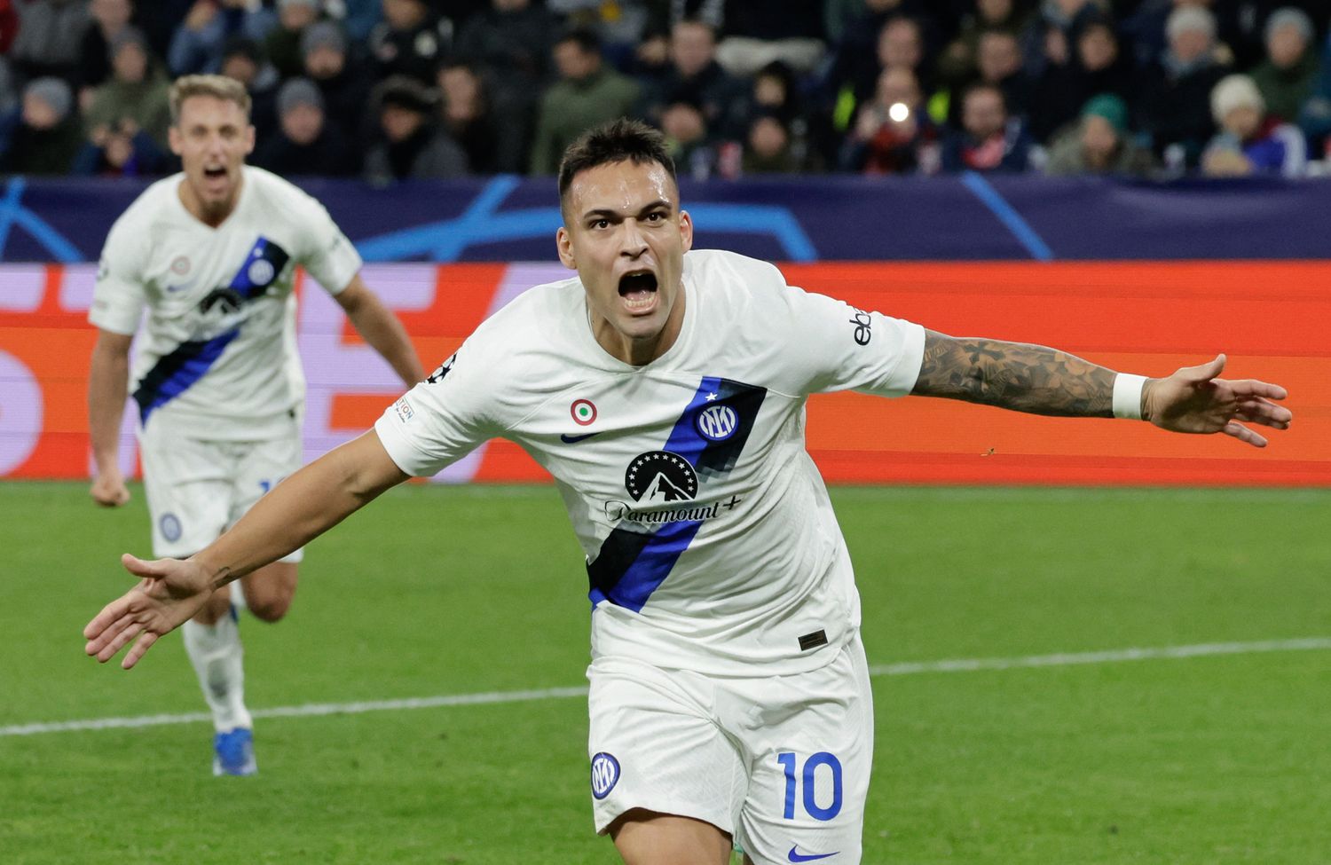 Lautaro Martínez festeja el gol de la victoria en Austria.