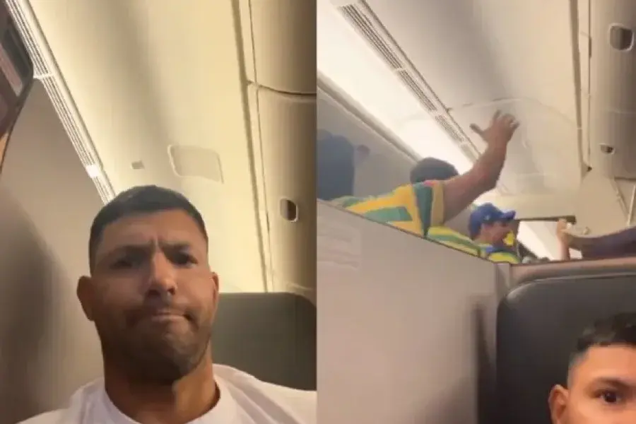 El mal momento del Kun Agüero con hinchas de Brasil en su viaje a Qatar