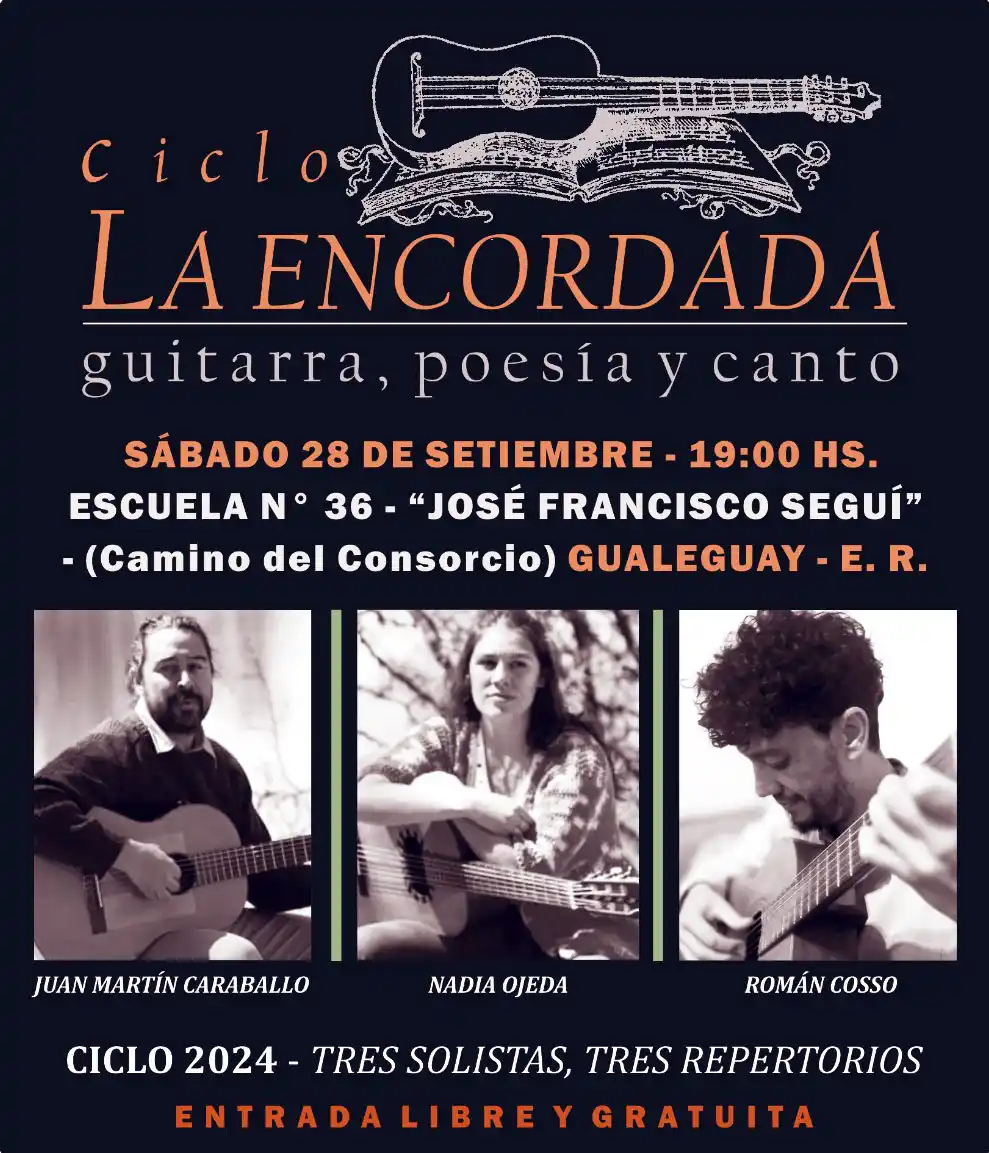 Se presentarán: Juan Martín Caraballo, Nadia Ojeda y Román Cosso.