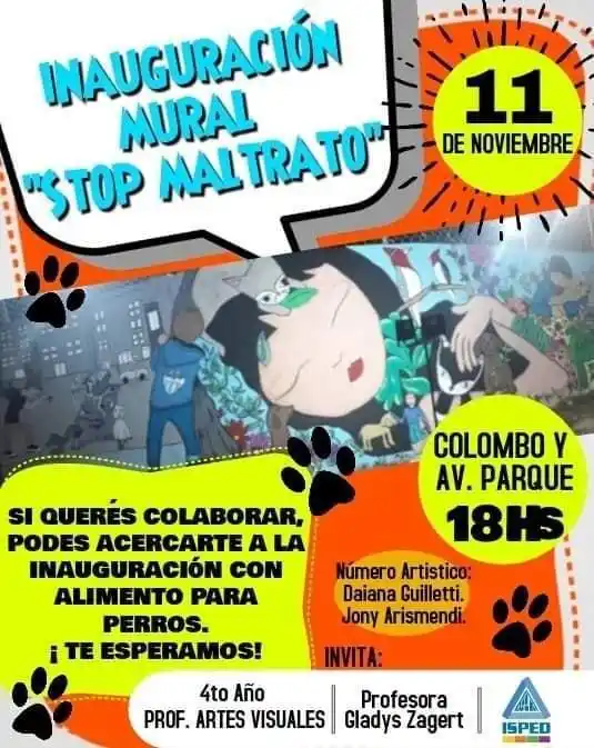 Inauguran un mural para concientizar sobre el maltrato animal.