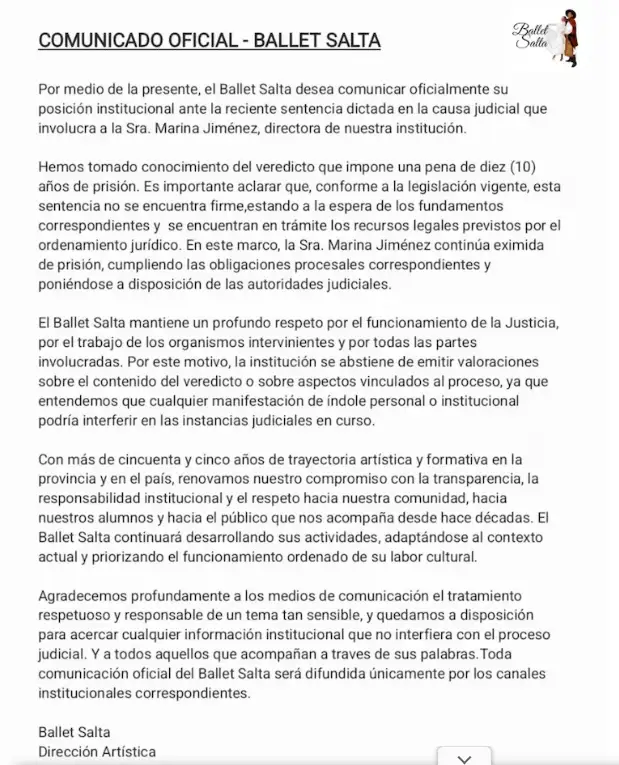 La directora del Ballet Salta y su marido condenados por abuso