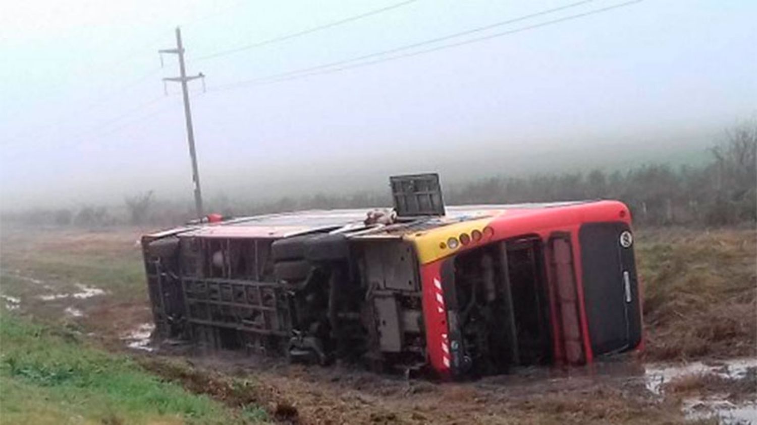 Micro de larga distancia con 17 pasajeros volcó en la Ruta 12