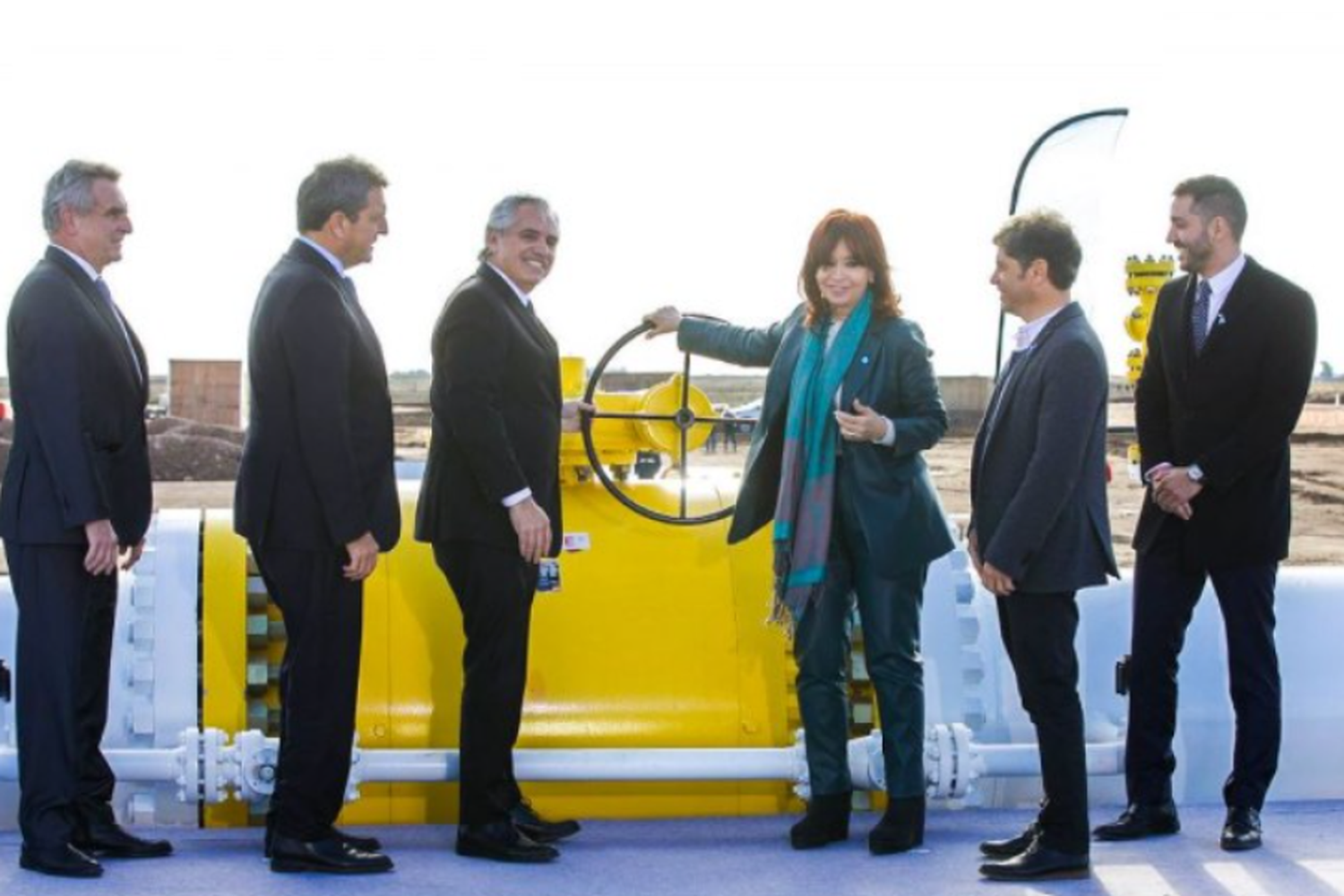 Alberto Fernández, Massa y Cristina Kirchner inauguraron el gasoducto Néstor Kirchner