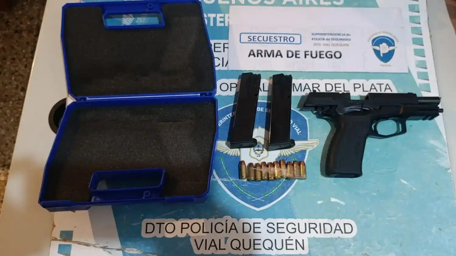 El arma encontrada por personal policial al registrar un automóvil sobre la ruta 88