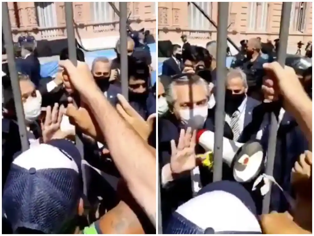 Las imágenes del Presidente intentando calmar a los fanáticos de Maradona