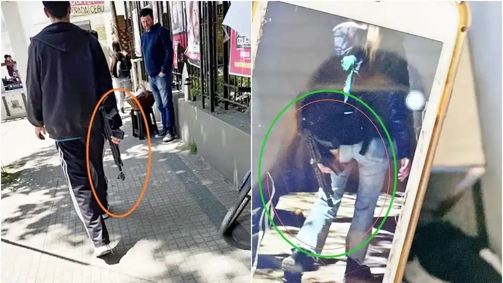 Las imágenes que circularon entre los estudiantes del muchacho circulando con un arma de juguete por la Facultad de Arquitectura de la UNLP.