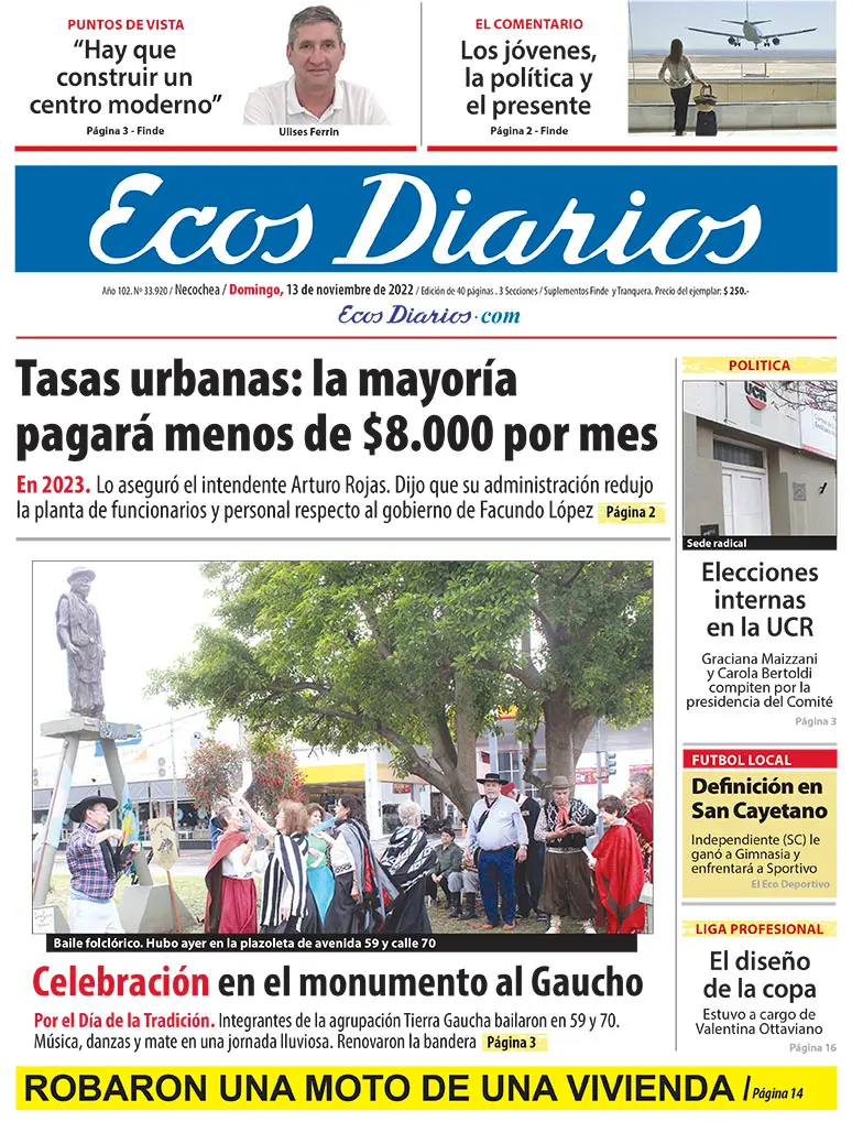Tapa del 13 de noviembre de 2022