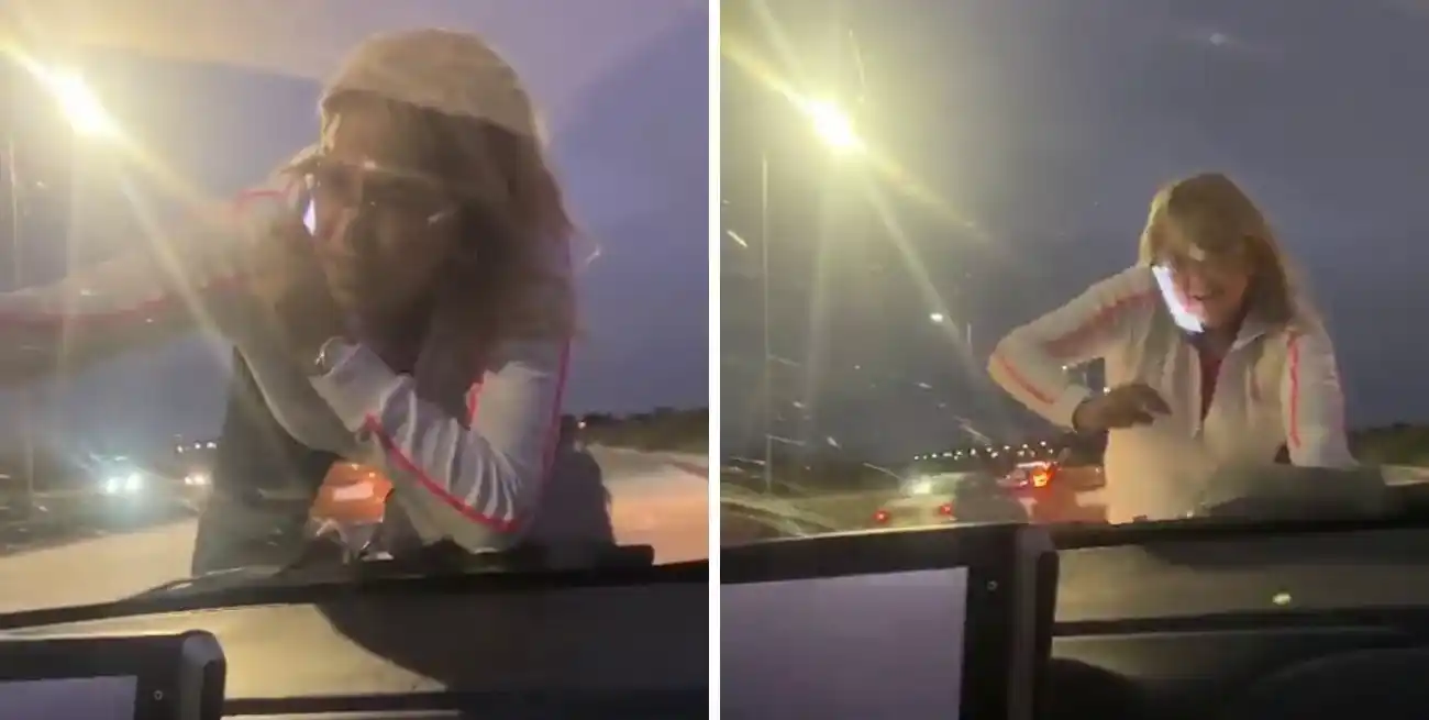 La captura del video muestra lo hecho por la mujer en la circunvalación cordobesa.