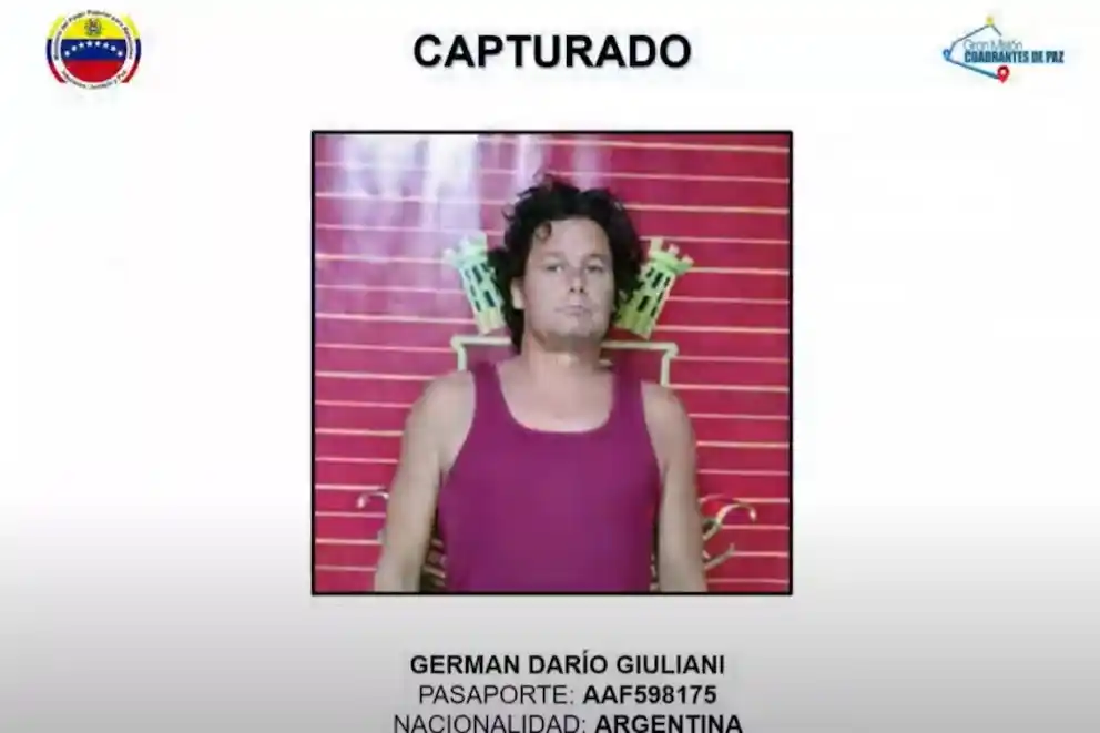 Gernám Darío Giuliani, otro argentino detenido por la Dictadura venezolana