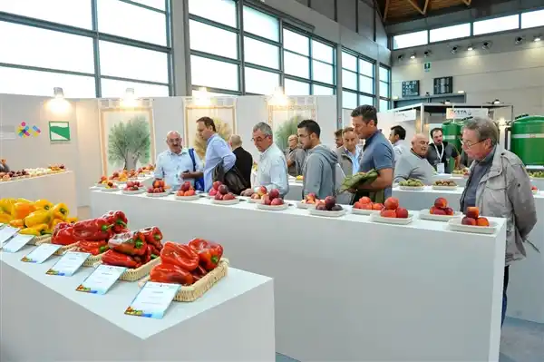 Marplatenses en una feria de frutas y verduras de Italia